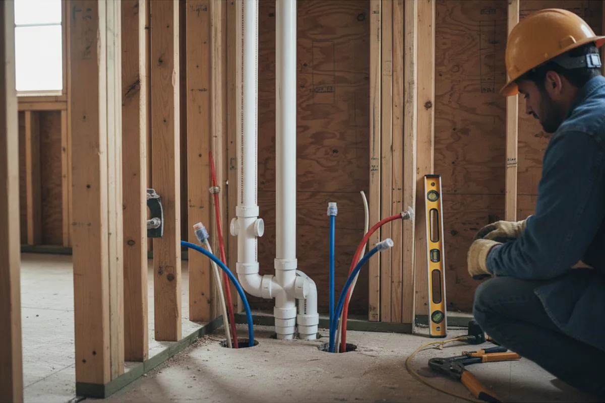 Drain and supply rough-in during Drain Cleaning in Braman